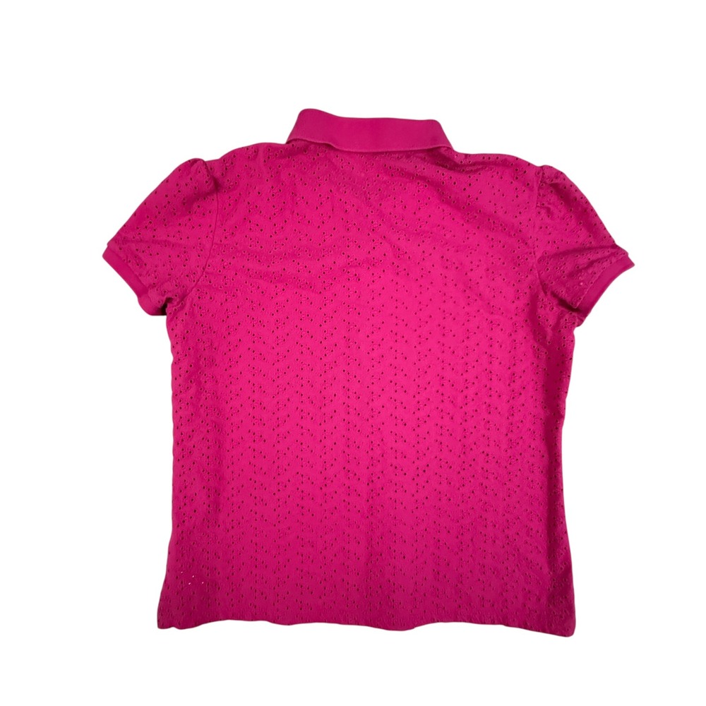 Lauren Ralph Lauren Pink Eyelet Polo Top - Picture 3 of 8